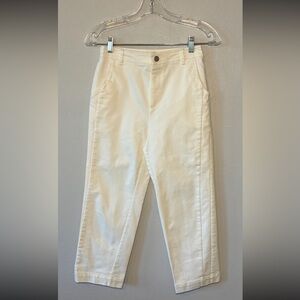 MEILLEUR MOMENT White Mid-Rise Zip Fly Cropped Straight Leg Denim Pockets Jeans